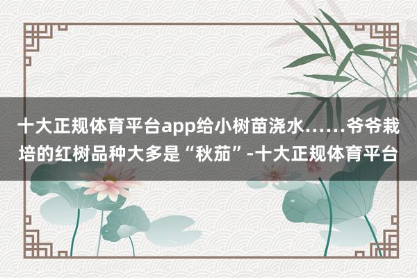 十大正规体育平台app给小树苗浇水……爷爷栽培的红树品种大多是“秋茄”-十大正规体育平台