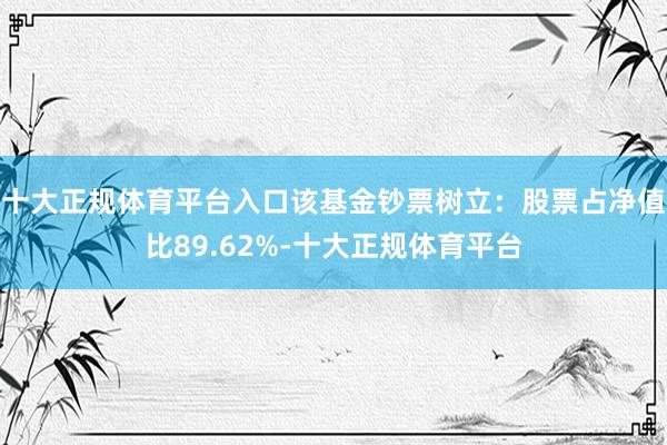 十大正规体育平台入口该基金钞票树立：股票占净值比89.62%