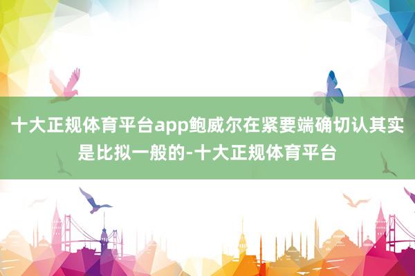 十大正规体育平台app鲍威尔在紧要端确切认其实是比拟一般的-