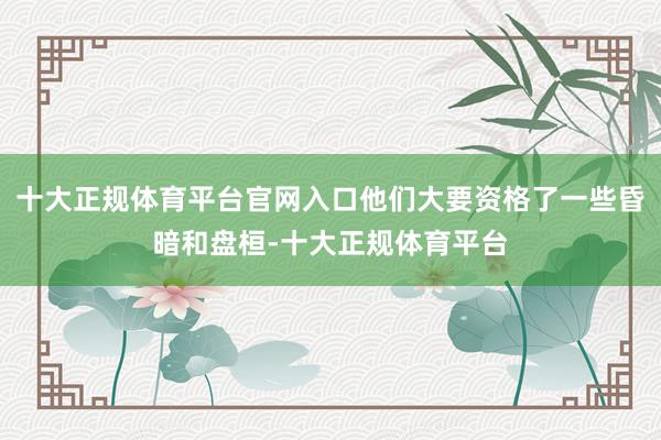 十大正规体育平台官网入口他们大要资格了一些昏暗和盘桓-十大正规体育平台