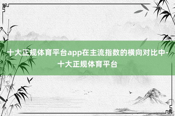 十大正规体育平台app在主流指数的横向对比中-十大正规体育平