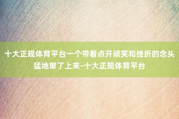 十大正规体育平台一个带着点开顽笑和挫折的念头猛地窜了上来-十